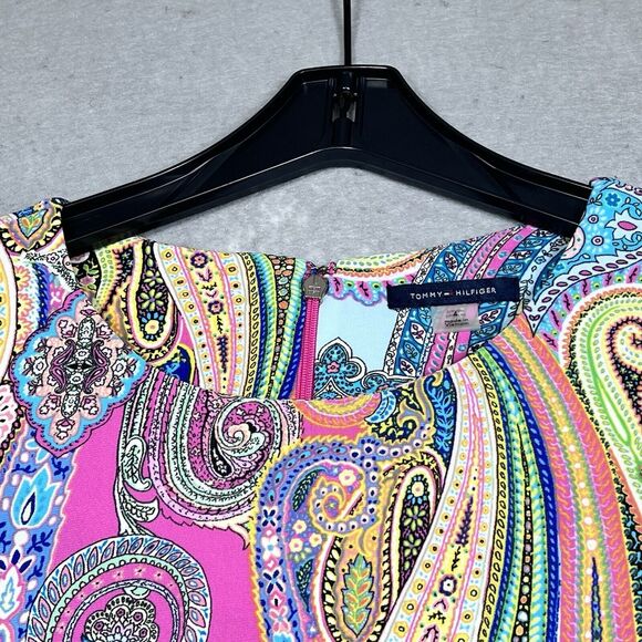 Tommy Hilfiger A Line Dress Size 4 Colorful Paisley Bell Sleeve Boho Dress - Picture 2 of 11